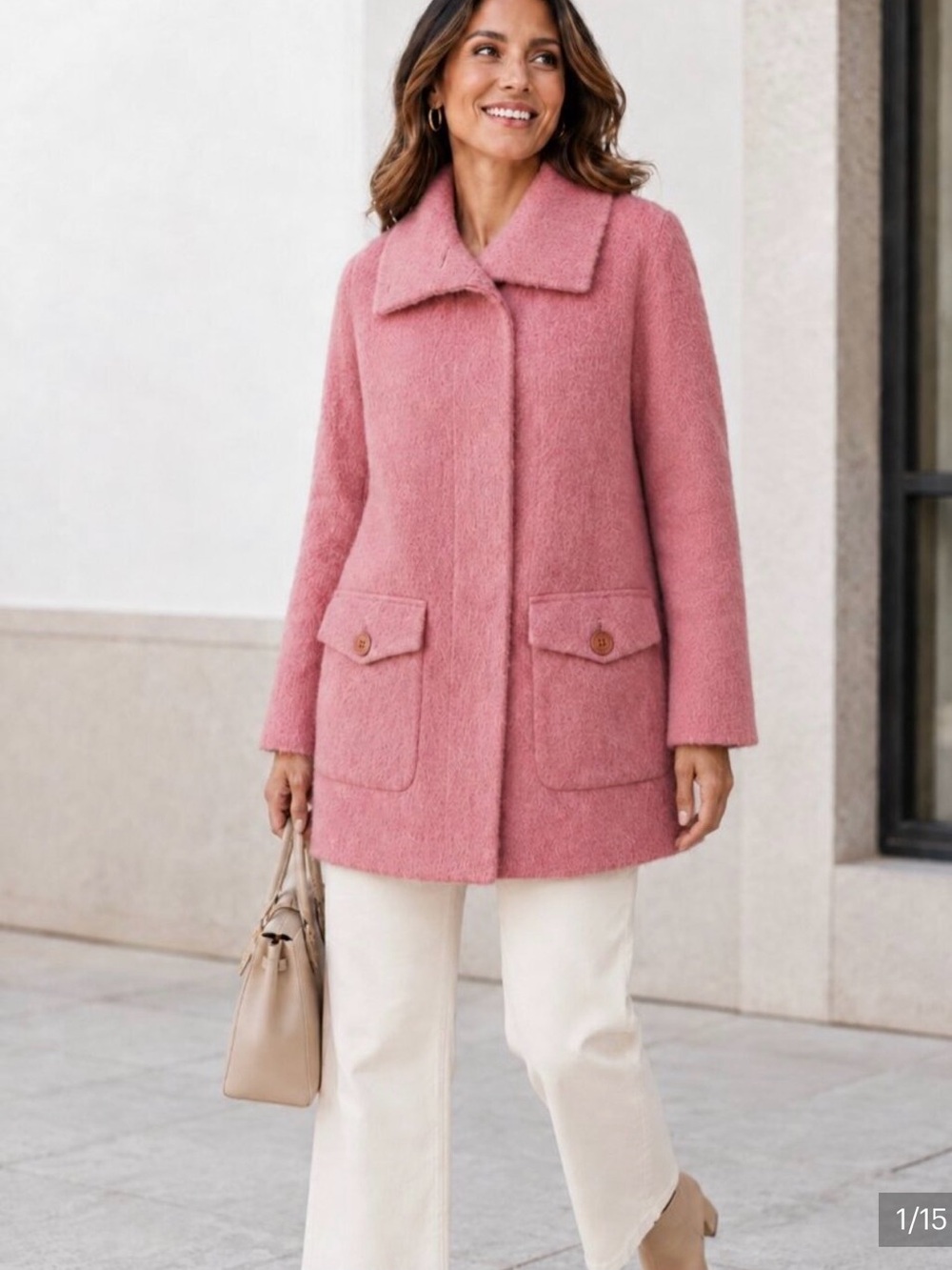 Talbots Rose Pink Wool-Blend Pea Coat